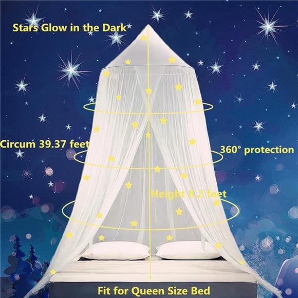 Stars Bed Canopy Glow in The Dark, Bed Canopy for Girls Mosquito Net - Picture 5 of 14